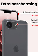 NoXx NoXx iPhone 16E Hoesje Siliconen Met 2x Screenprotector Met Dichte Notch - Transparant