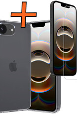 Nomfy Nomfy iPhone 16E Hoesje Siliconen Met Screenprotector Met Dichte Notch - Transparant