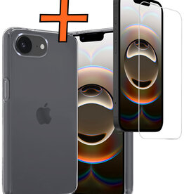 Nomfy Nomfy iPhone 16E Hoesje Siliconen Met Screenprotector Met Dichte Notch - Transparant