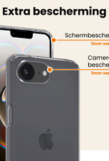 Nomfy Nomfy iPhone 16E Hoesje Siliconen Met Screenprotector Met Dichte Notch - Transparant