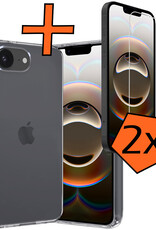 Nomfy Nomfy iPhone 16E Hoesje Siliconen Met 2x Screenprotector Met Dichte Notch - Transparant