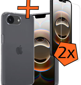 Nomfy Nomfy iPhone 16E Hoesje Siliconen Met 2x Screenprotector Met Dichte Notch - Transparant