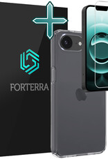 Forterra Forterra iPhone 16E Hoesje Siliconen Met Screenprotector Met Dichte Notch - Transparant