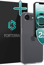 Forterra Forterra iPhone 16E Hoesje Siliconen Met 2x Screenprotector Met Dichte Notch - Transparant