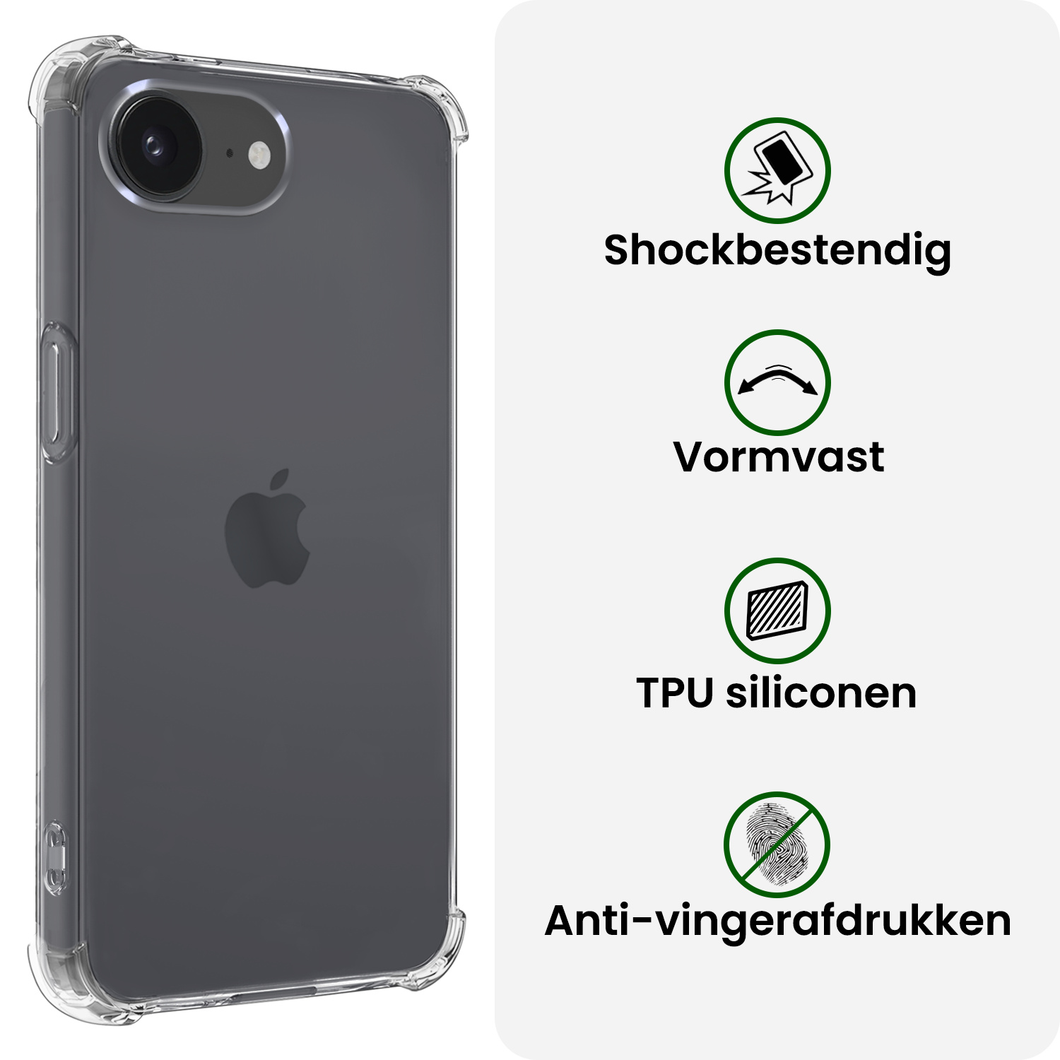 BASEY. BASEY. iPhone 16E Hoesje Shockproof - Transparant - 2 PACK