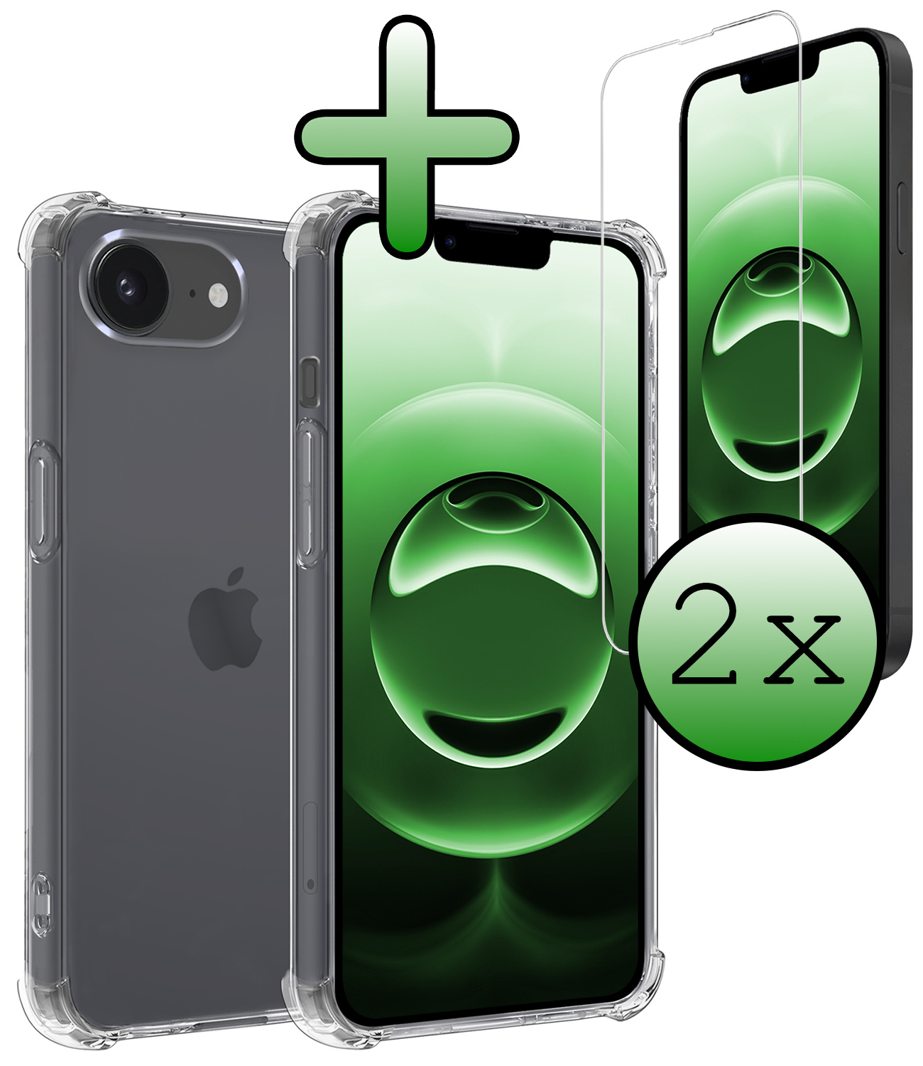 BASEY. BASEY. iPhone 16E Hoesje Shockproof Met 2x Screenprotector Met Dichte Notch