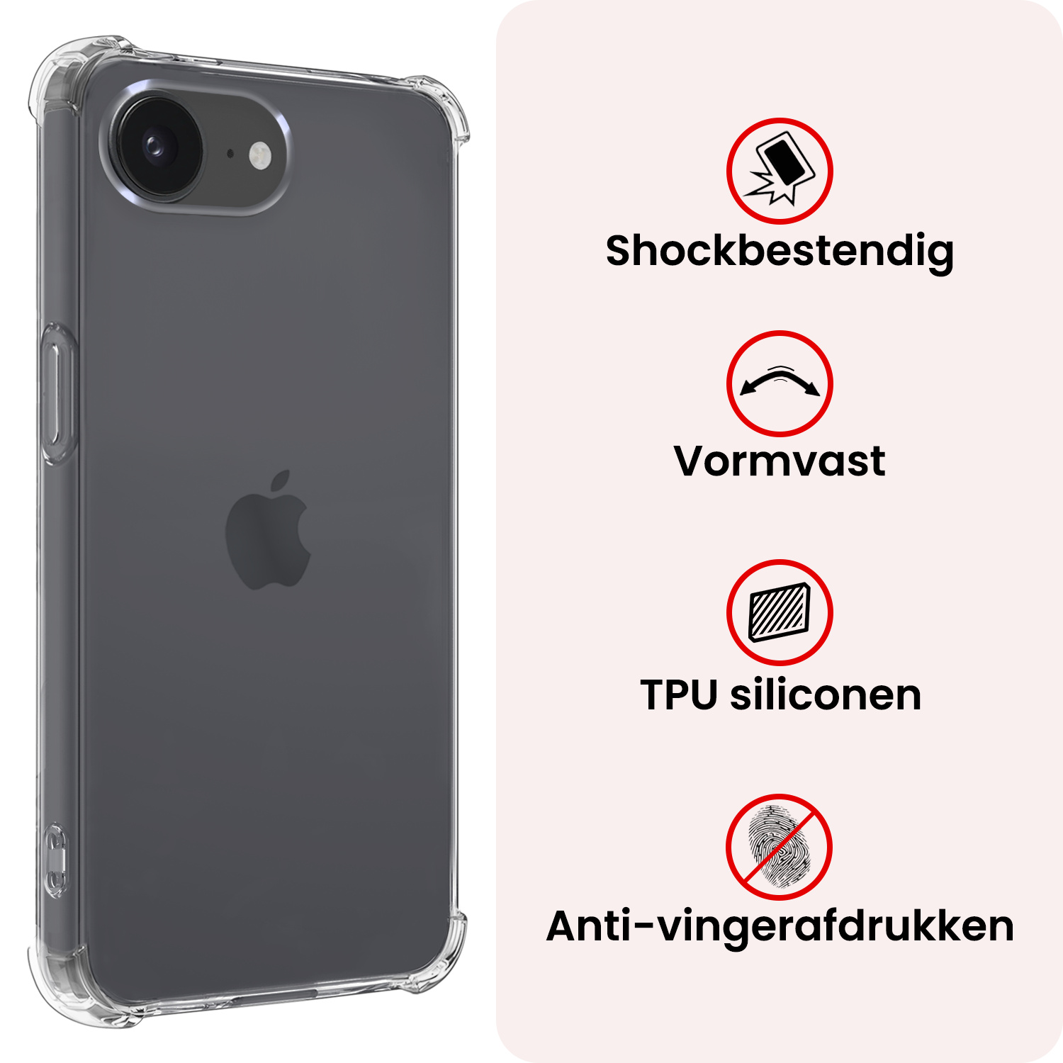 NoXx NoXx iPhone 16E Hoesje Shockproof - Transparant