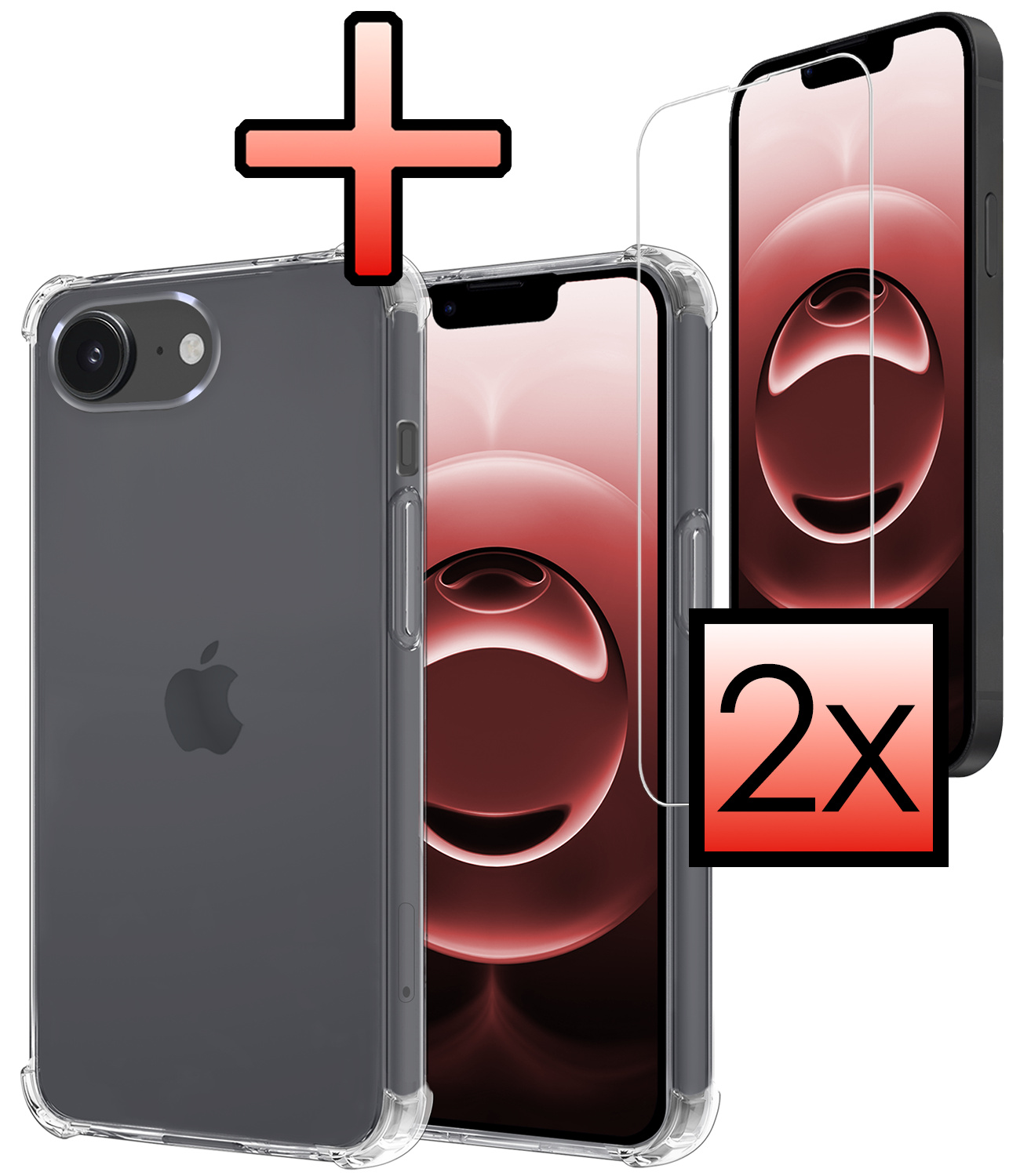 NoXx NoXx iPhone 16E Hoesje Shockproof Met 2x Screenprotector Met Dichte Notch
