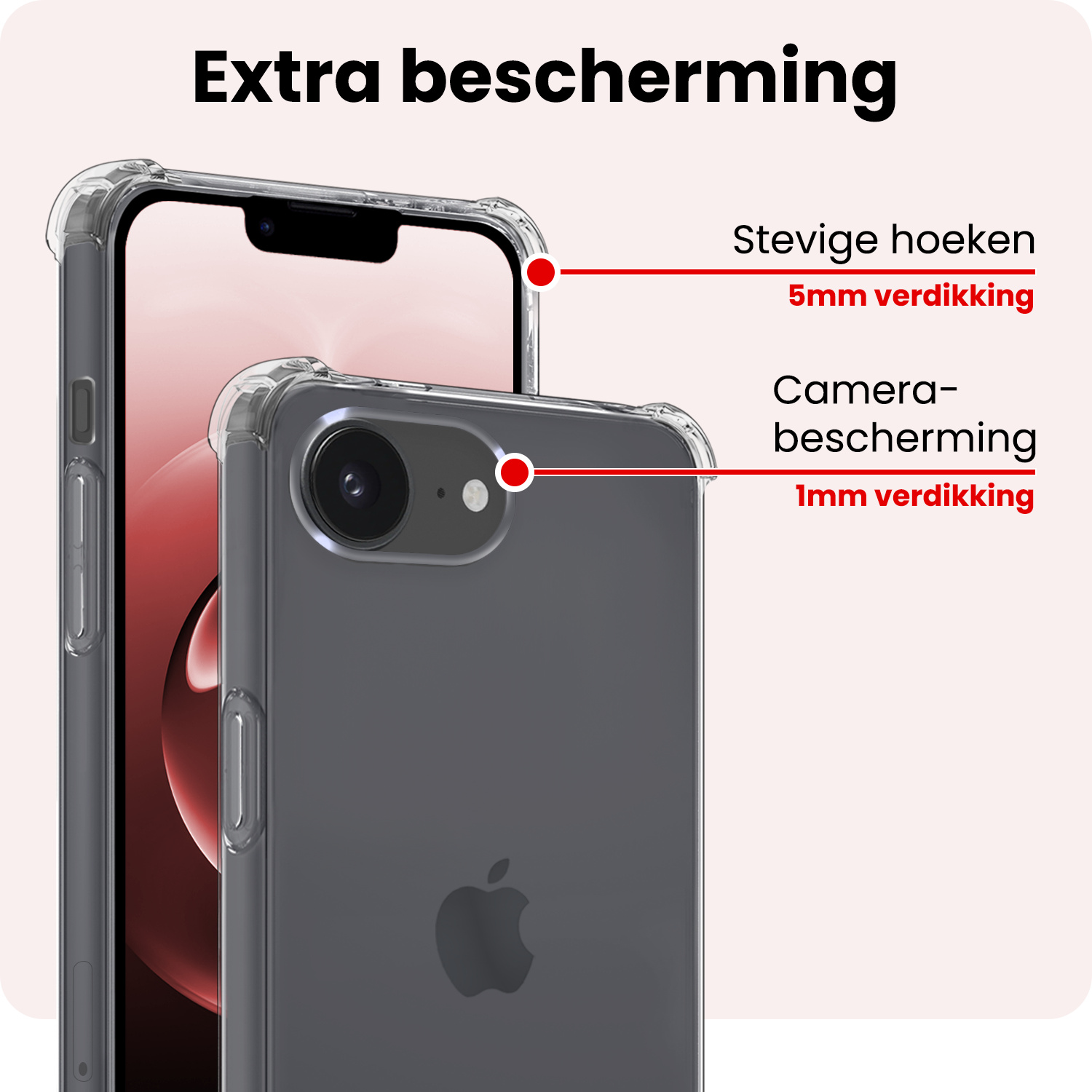 NoXx NoXx iPhone 16E Hoesje Shockproof Met 2x Screenprotector Met Dichte Notch