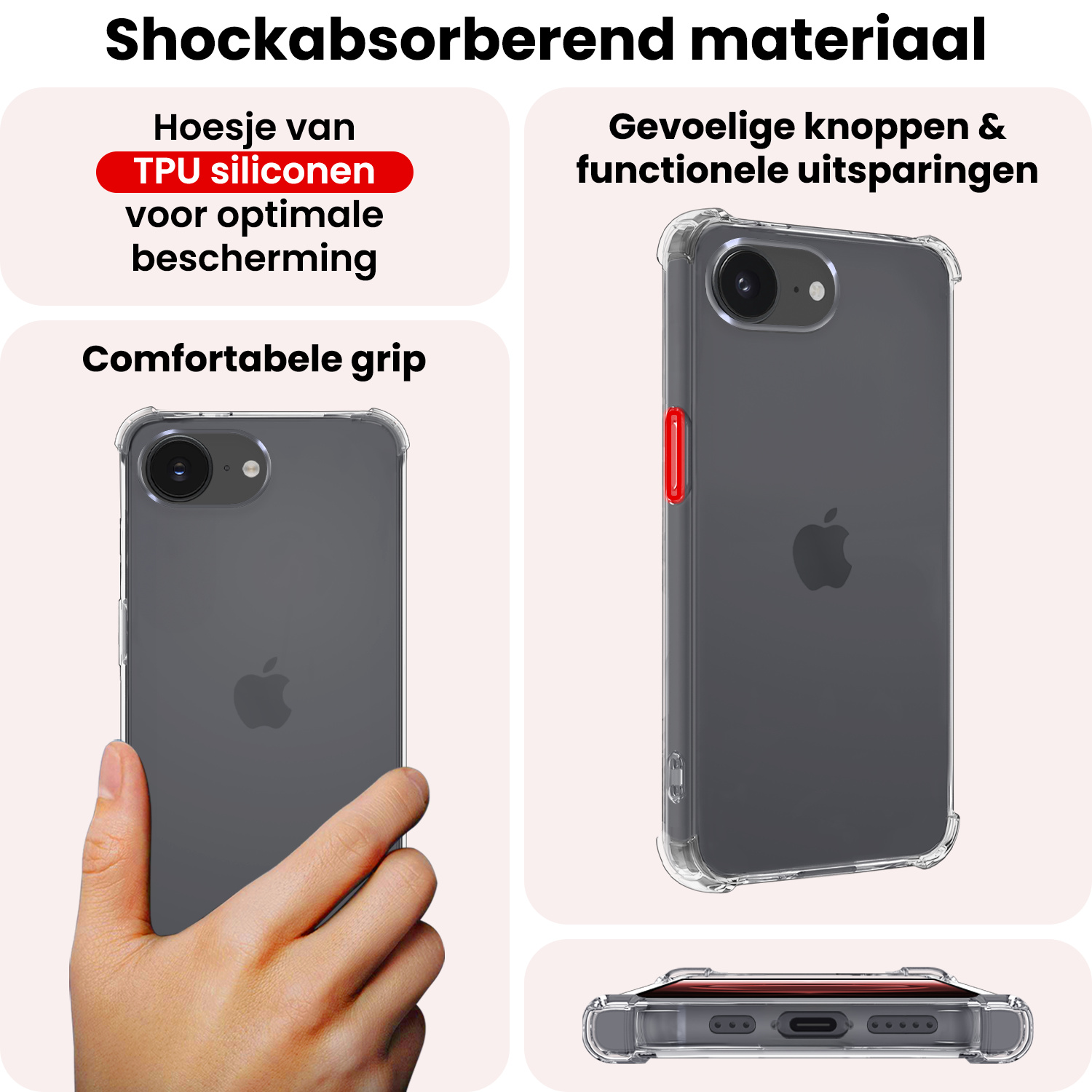 NoXx NoXx iPhone 16E Hoesje Shockproof Met 2x Screenprotector Met Dichte Notch
