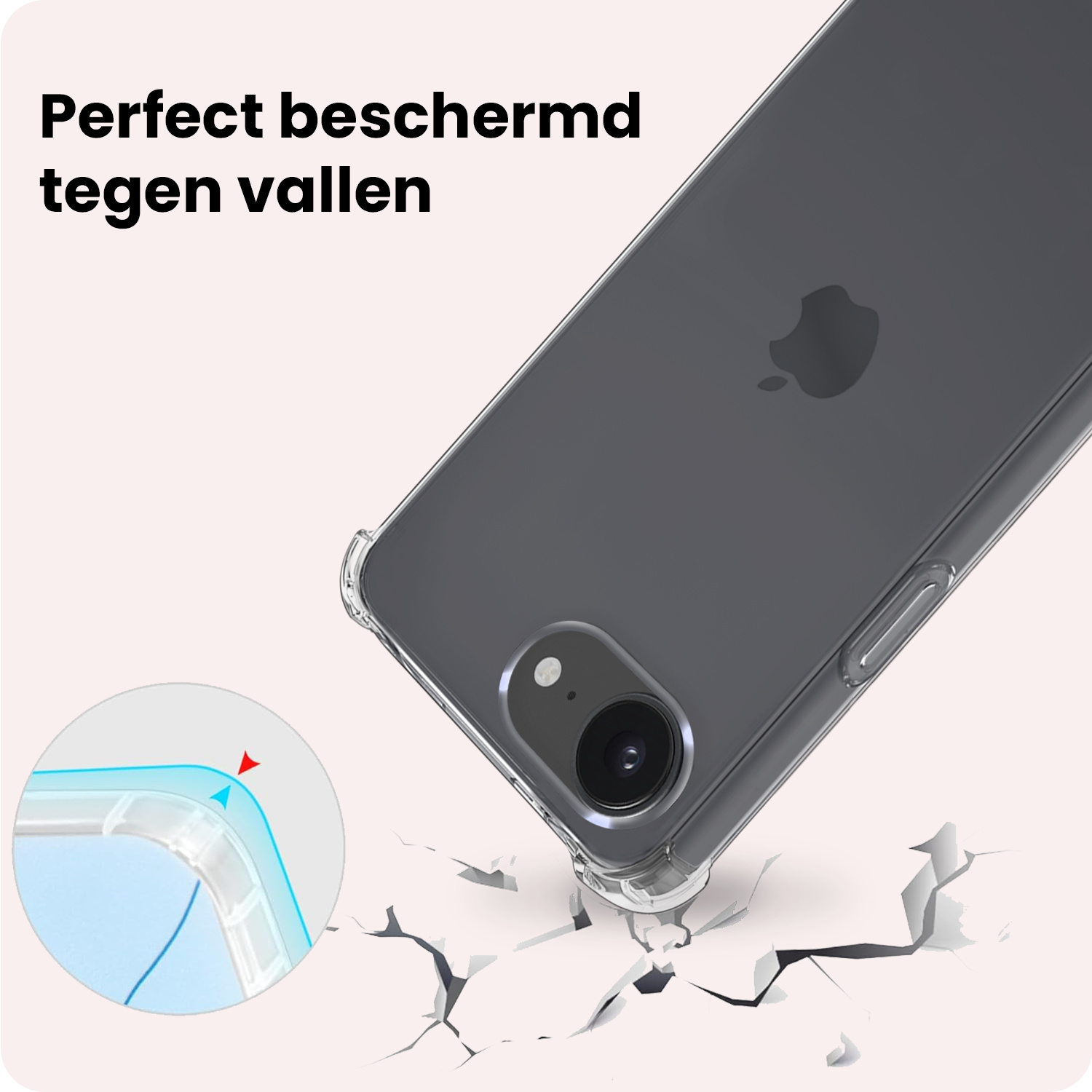 NoXx NoXx iPhone 16E Hoesje Shockproof Met 2x Screenprotector Met Dichte Notch