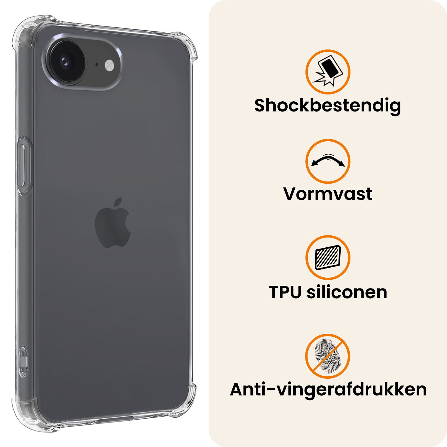 Nomfy Nomfy iPhone 16E Hoesje Shockproof - Transparant