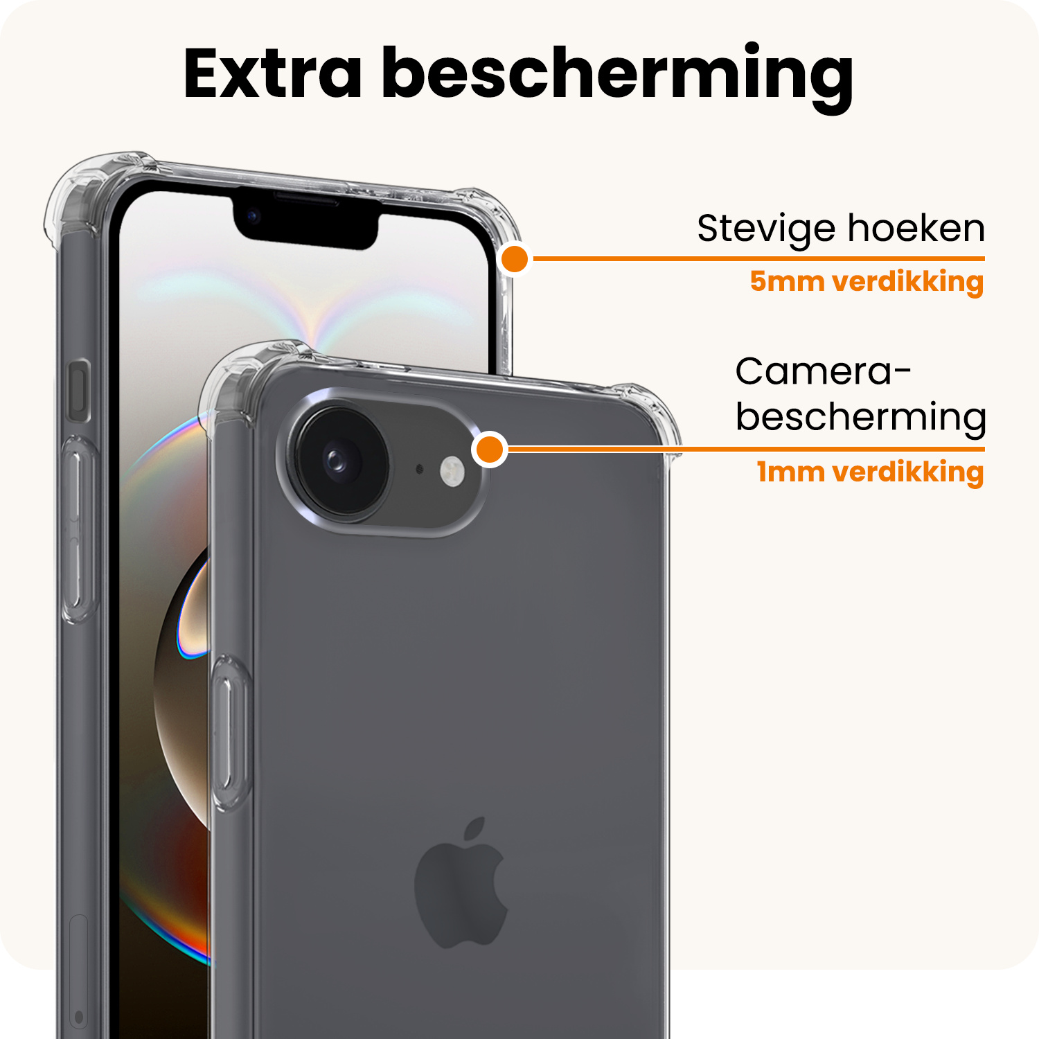 Nomfy Nomfy iPhone 16E Hoesje Shockproof - Transparant