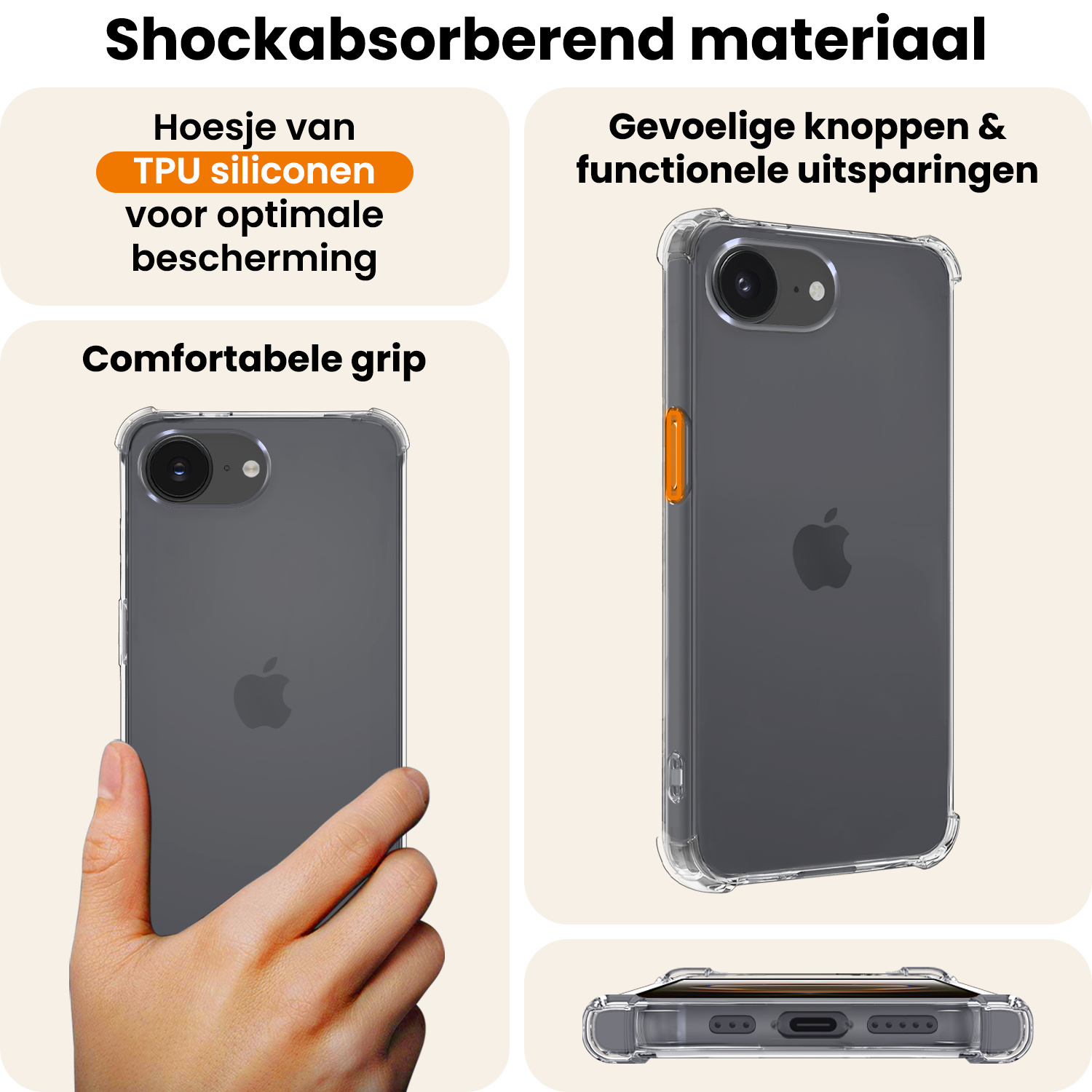 Nomfy Nomfy iPhone 16E Hoesje Shockproof - Transparant