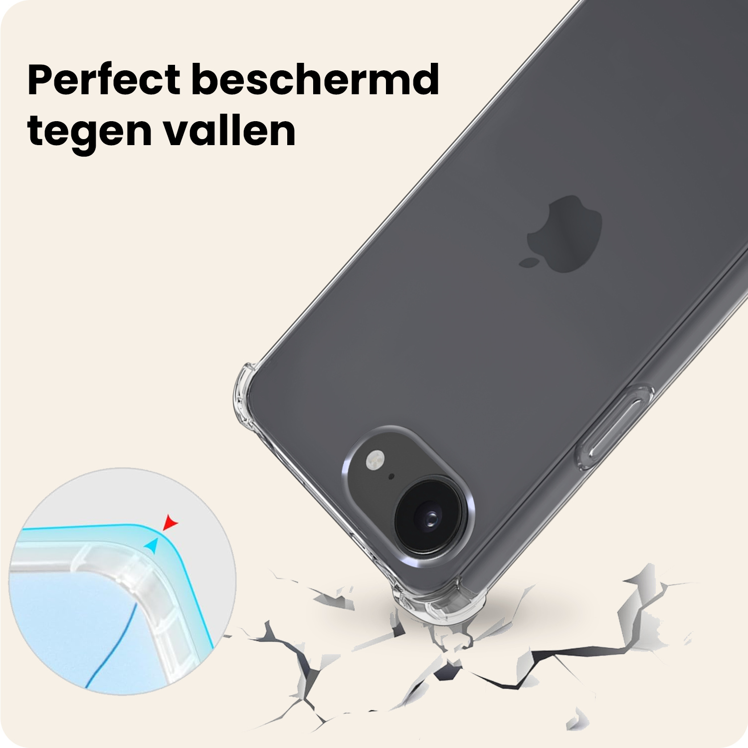 Nomfy Nomfy iPhone 16E Hoesje Shockproof - Transparant
