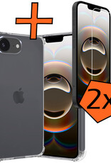 Nomfy Nomfy iPhone 16E Hoesje Shockproof Met 2x Screenprotector Met Dichte Notch