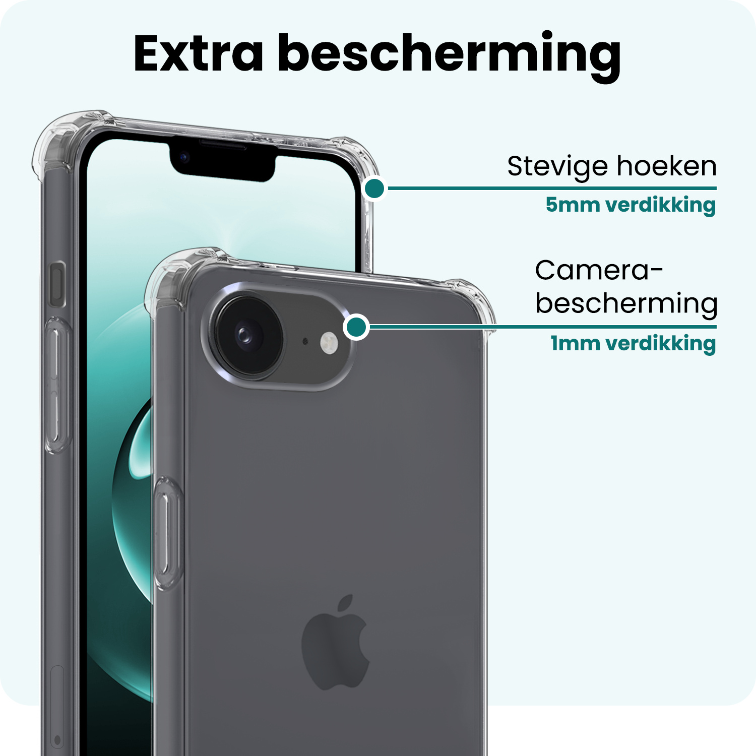 Forterra Forterra iPhone 16E Hoesje Shockproof - Transparant - 2 PACK