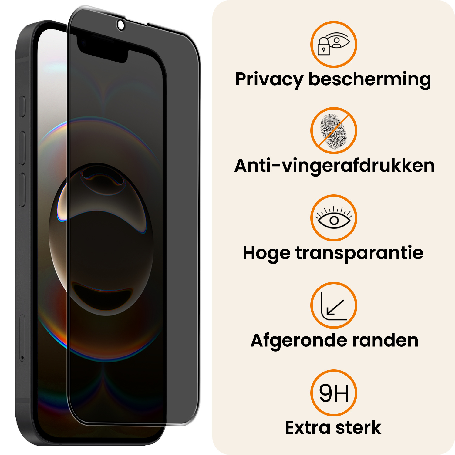 Nomfy Nomfy iPhone 16E Screenprotector Glas Privacy - 3 PACK