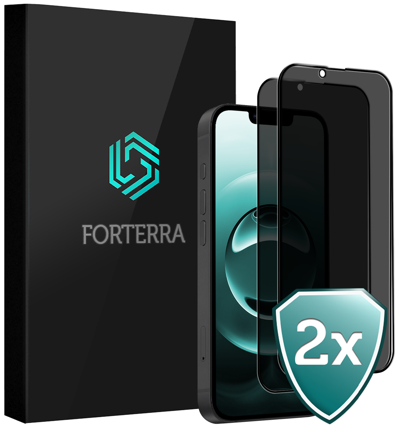 Forterra Forterra iPhone 16E Screenprotector Glas Privacy - 2 PACK