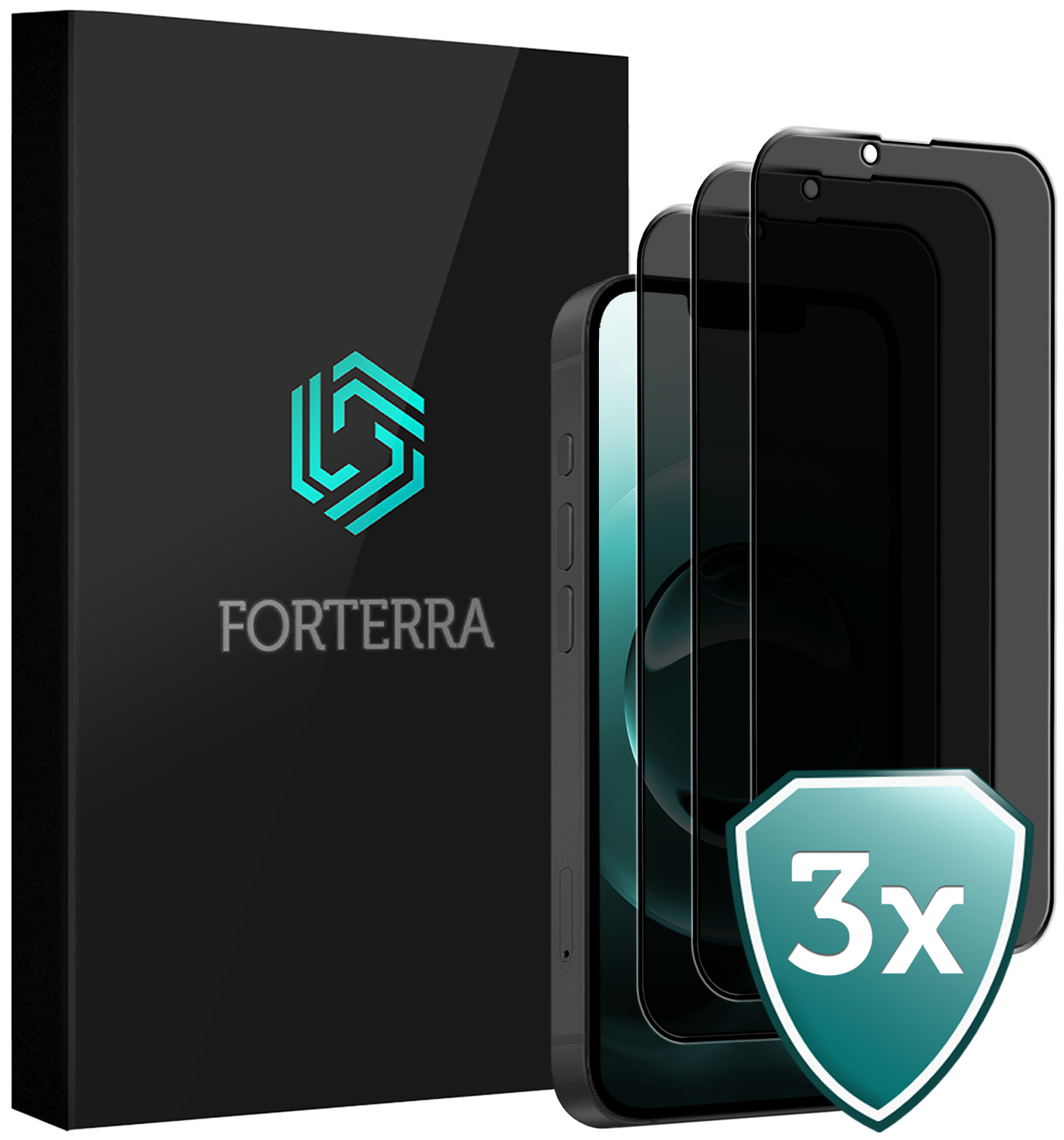 Forterra Forterra iPhone 16E Screenprotector Glas Privacy - 3 PACK