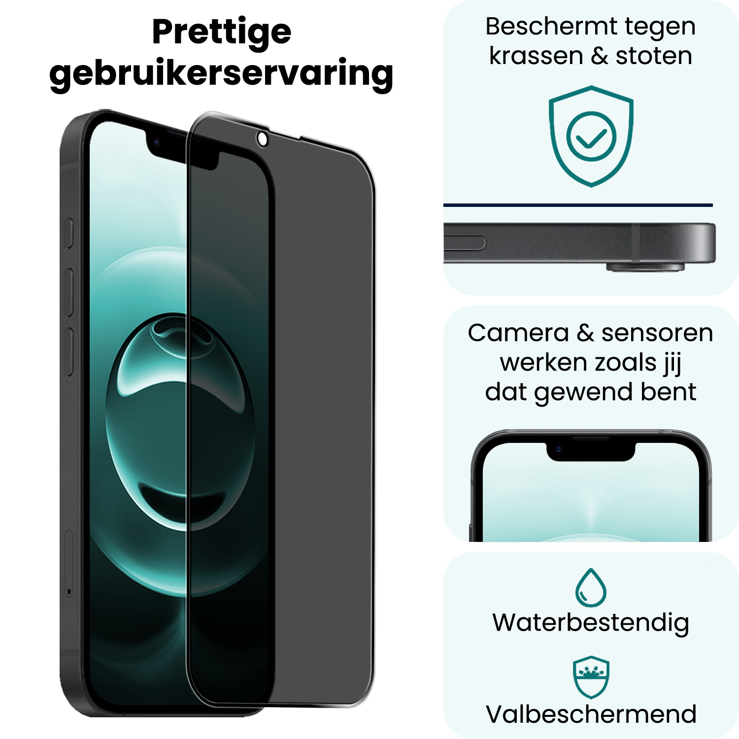 Forterra Forterra iPhone 16E Screenprotector Glas Privacy - 3 PACK