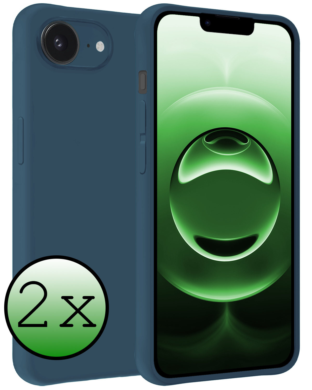 BASEY. BASEY. iPhone 16E Hoesje Siliconen - Donkerblauw - 2 PACK