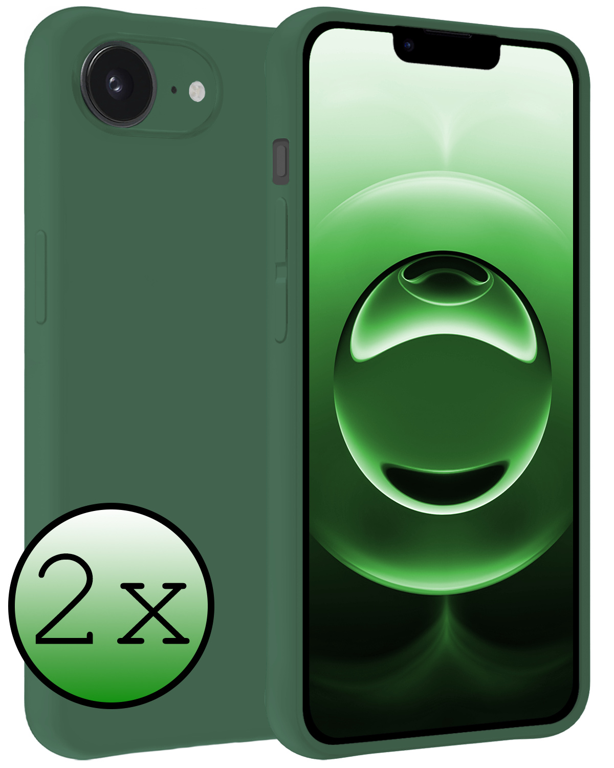 BASEY. BASEY. iPhone 16E Hoesje Siliconen - Donkergroen - 2 PACK