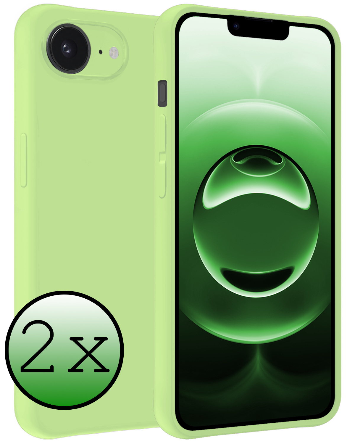BASEY. BASEY. iPhone 16E Hoesje Siliconen - Groen - 2 PACK