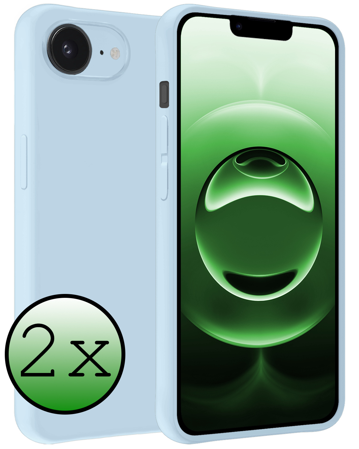 BASEY. BASEY. iPhone 16E Hoesje Siliconen - Lichtblauw - 2 PACK