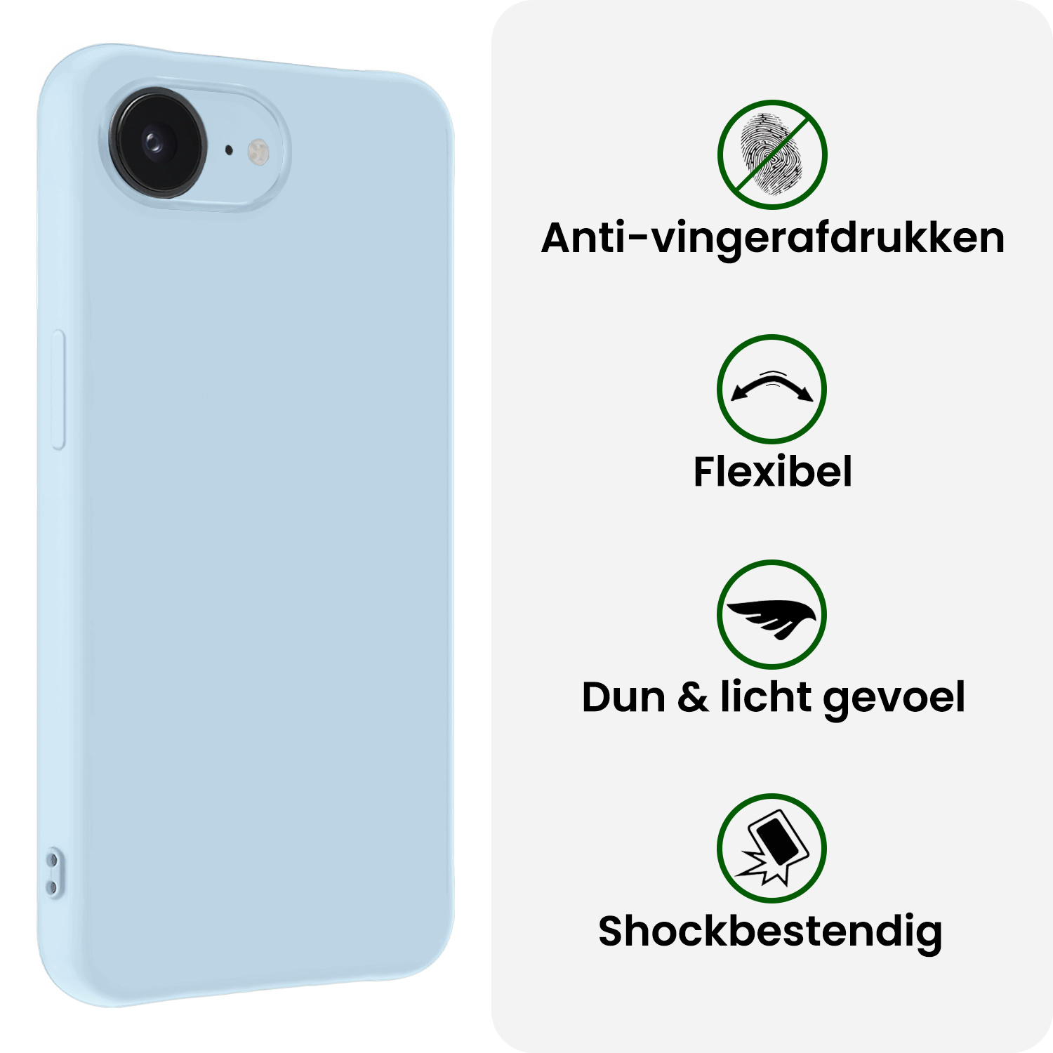 BASEY. BASEY. iPhone 16E Hoesje Siliconen - Lichtblauw - 2 PACK