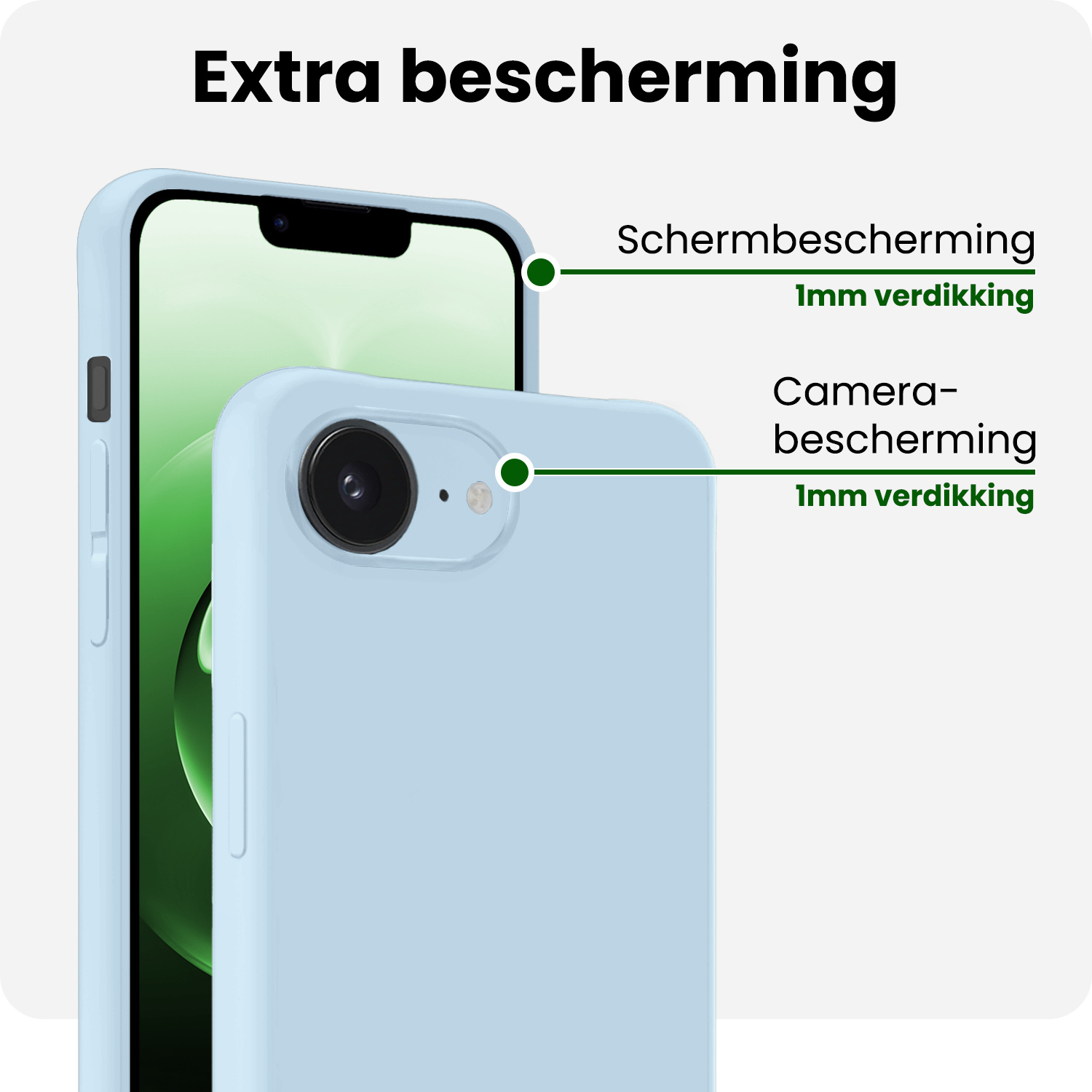 BASEY. BASEY. iPhone 16E Hoesje Siliconen - Lichtblauw - 2 PACK