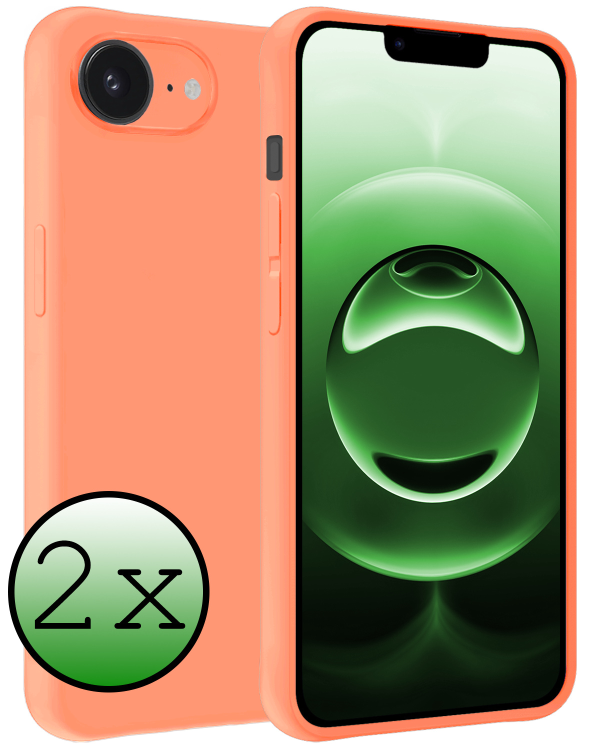 BASEY. BASEY. iPhone 16E Hoesje Siliconen - Perzik - 2 PACK