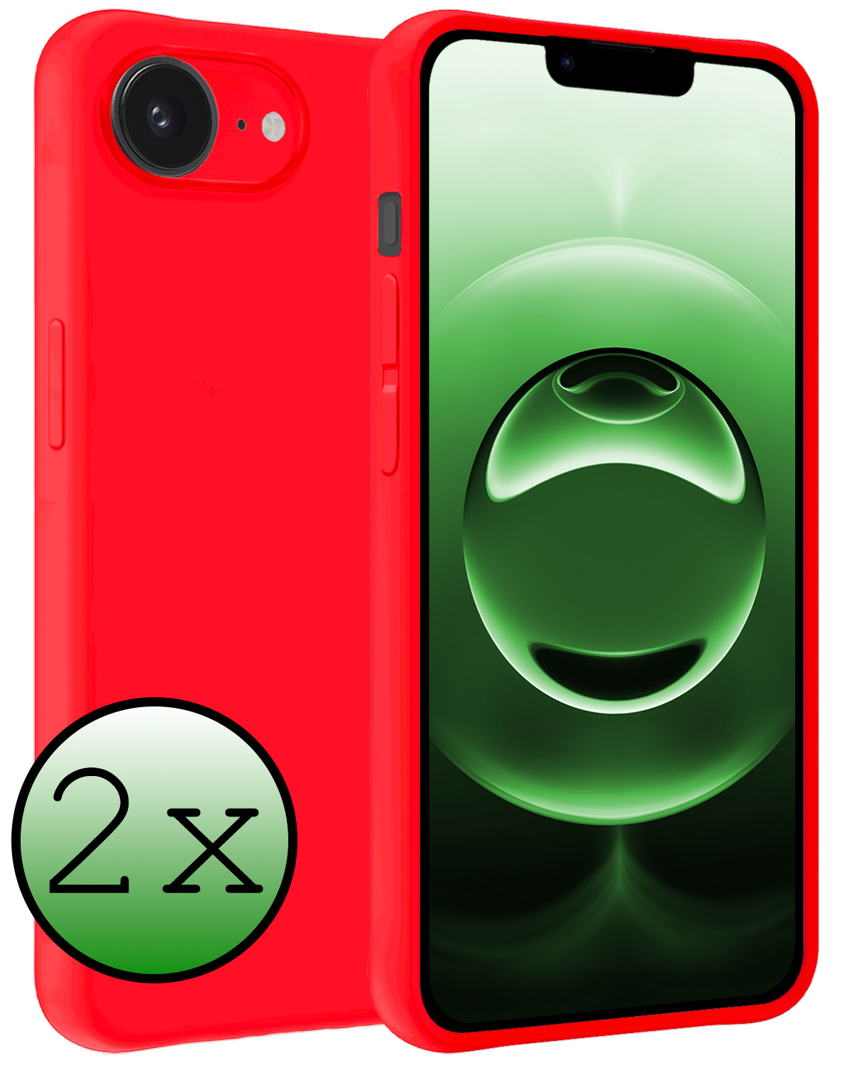 BASEY. BASEY. iPhone 16E Hoesje Siliconen - Rood - 2 PACK