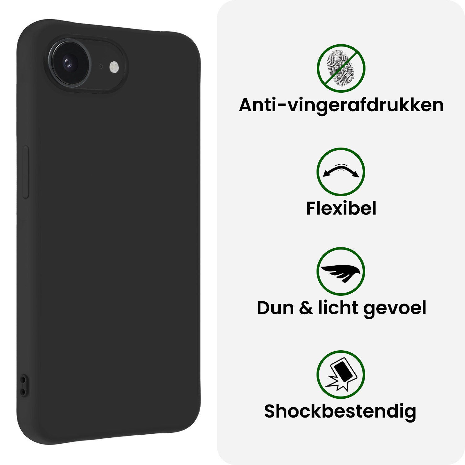 BASEY. BASEY. iPhone 16E Hoesje Siliconen - Zwart - 2 PACK