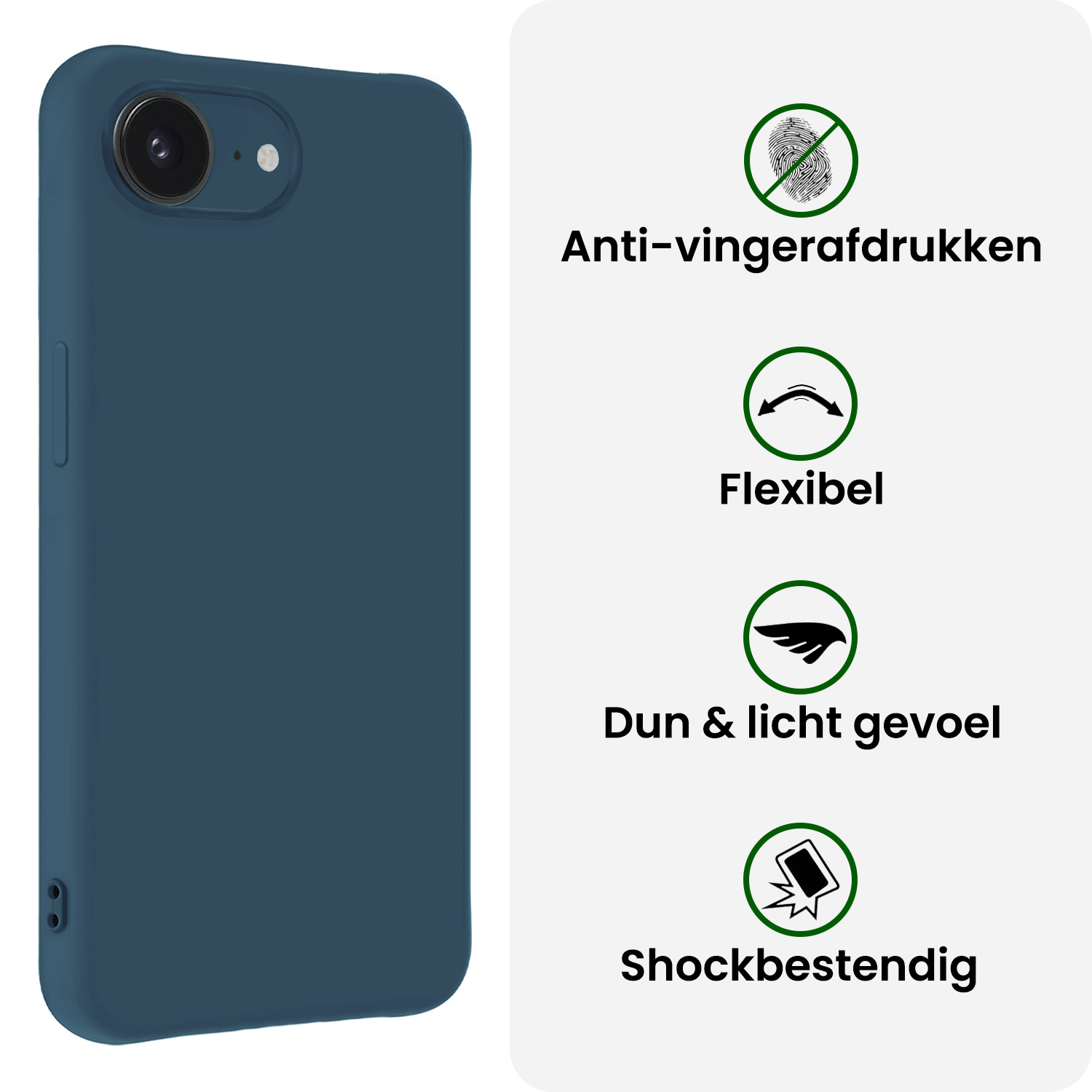 BASEY. BASEY. iPhone 16E Hoesje Siliconen Met Screenprotector Met Dichte Notch - Donkerblauw
