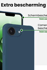 BASEY. BASEY. iPhone 16E Hoesje Siliconen Met Screenprotector Met Dichte Notch - Donkerblauw