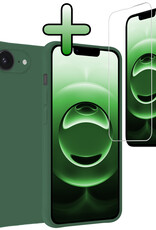 BASEY. BASEY. iPhone 16E Hoesje Siliconen Met Screenprotector Met Dichte Notch - Donkergroen