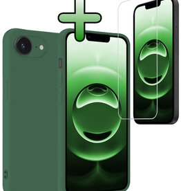 BASEY. BASEY. iPhone 16E Hoesje Siliconen Met Screenprotector Met Dichte Notch - Donkergroen