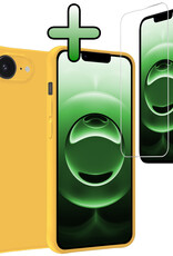BASEY. BASEY. iPhone 16E Hoesje Siliconen Met Screenprotector Met Dichte Notch - Geel