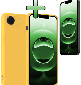 BASEY. BASEY. iPhone 16E Hoesje Siliconen Met Screenprotector Met Dichte Notch - Geel