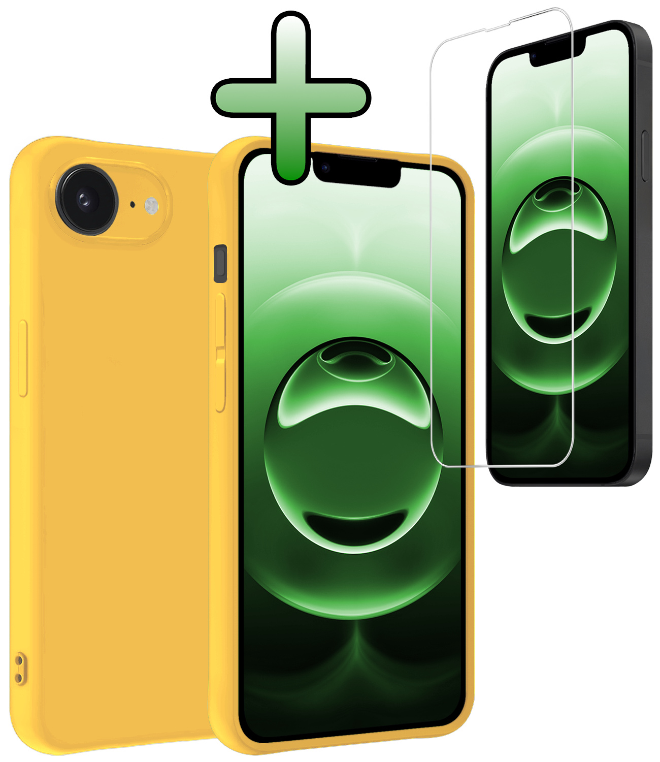 BASEY. BASEY. iPhone 16E Hoesje Siliconen Met Screenprotector Met Dichte Notch - Geel