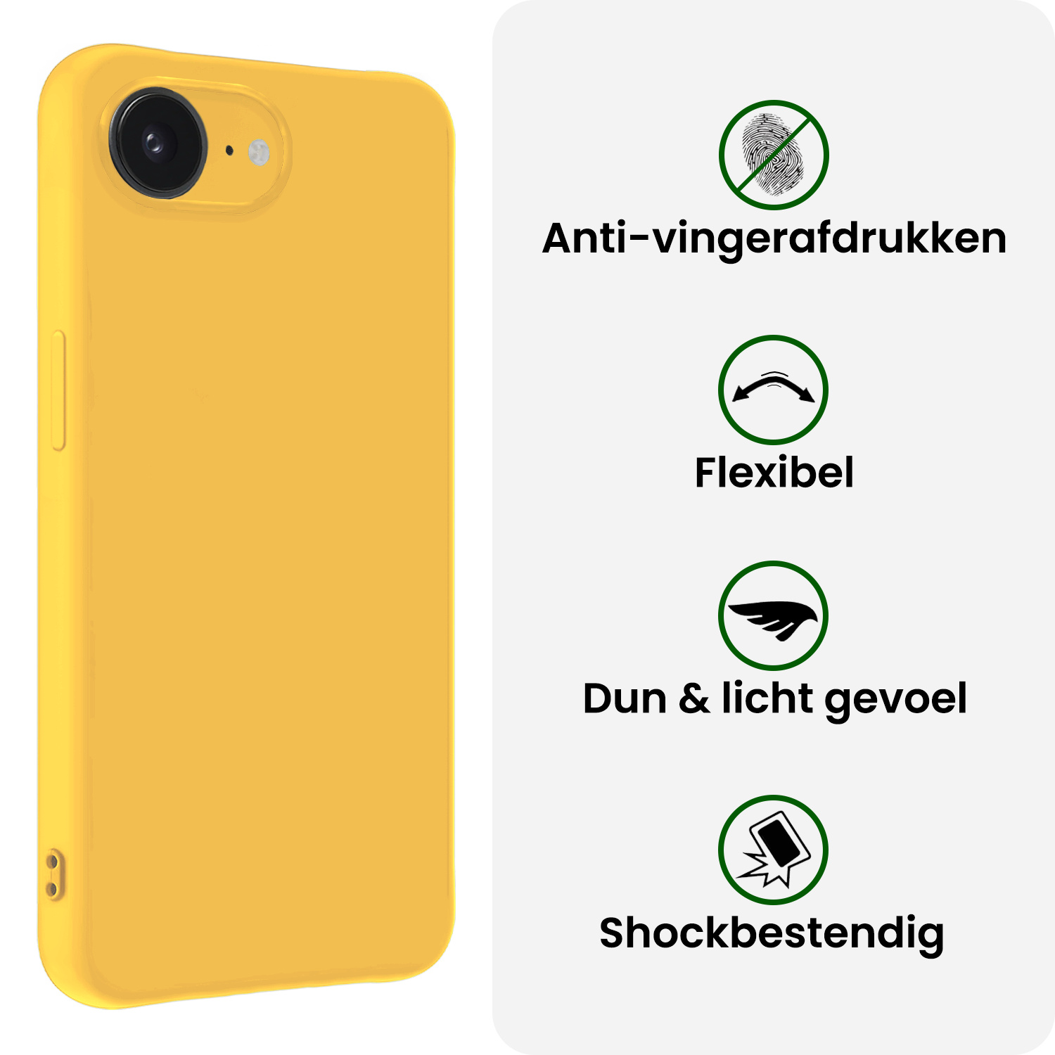 BASEY. BASEY. iPhone 16E Hoesje Siliconen Met Screenprotector Met Dichte Notch - Geel