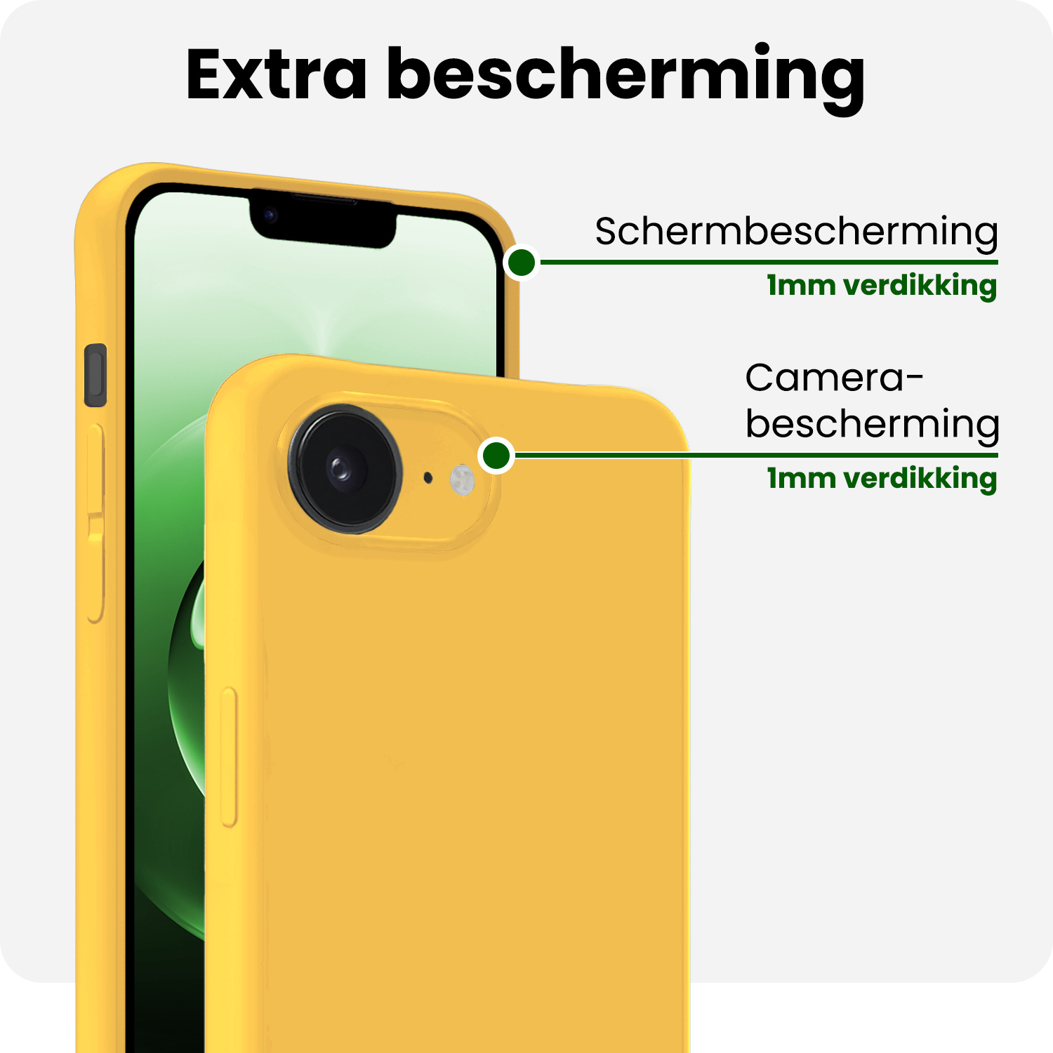 BASEY. BASEY. iPhone 16E Hoesje Siliconen Met Screenprotector Met Dichte Notch - Geel
