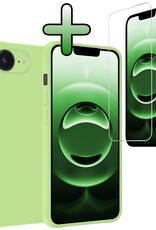 BASEY. BASEY. iPhone 16E Hoesje Siliconen Met Screenprotector Met Dichte Notch - Groen