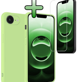 BASEY. BASEY. iPhone 16E Hoesje Siliconen Met Screenprotector Met Dichte Notch - Groen