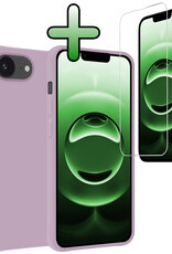 BASEY. BASEY. iPhone 16E Hoesje Siliconen Met Screenprotector Met Dichte Notch - Lila