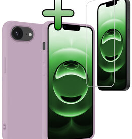 BASEY. BASEY. iPhone 16E Hoesje Siliconen Met Screenprotector Met Dichte Notch - Lila
