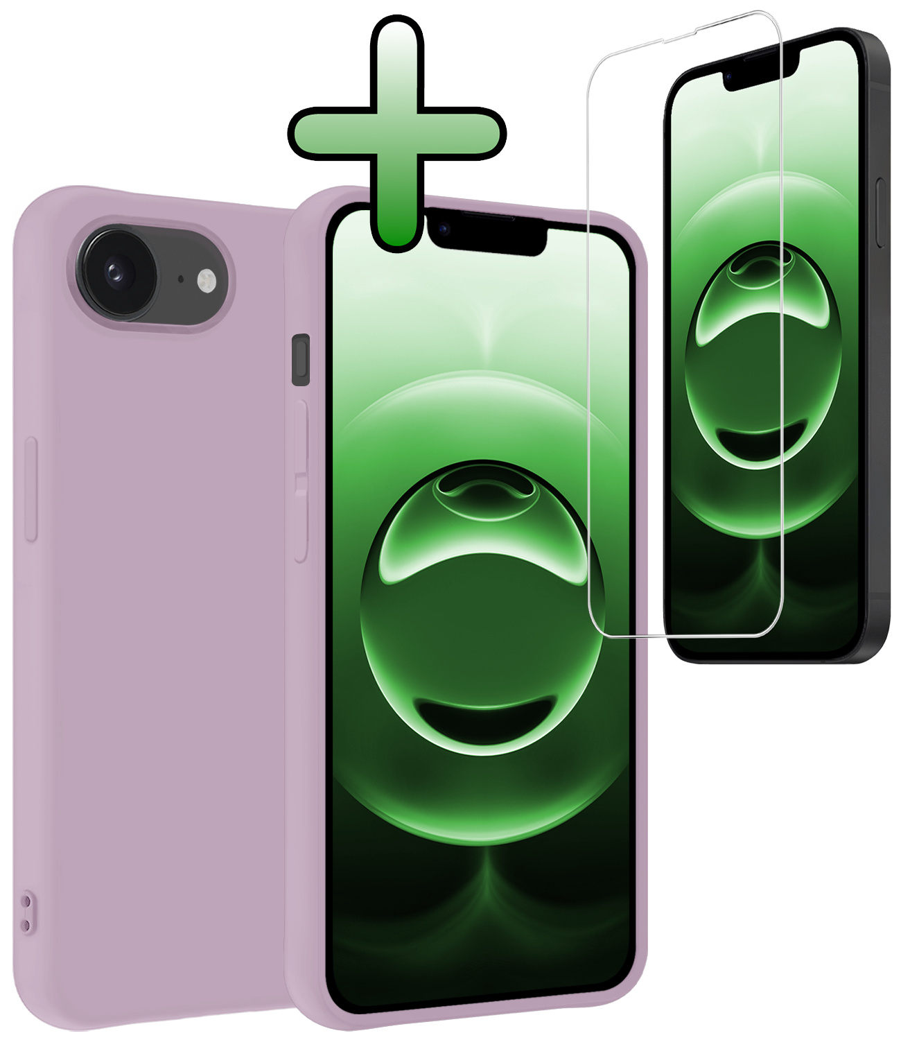 BASEY. BASEY. iPhone 16E Hoesje Siliconen Met Screenprotector Met Dichte Notch - Lila