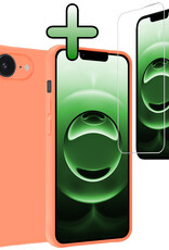 BASEY. BASEY. iPhone 16E Hoesje Siliconen Met Screenprotector Met Dichte Notch - Perzik