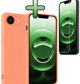 BASEY. BASEY. iPhone 16E Hoesje Siliconen Met Screenprotector Met Dichte Notch - Perzik